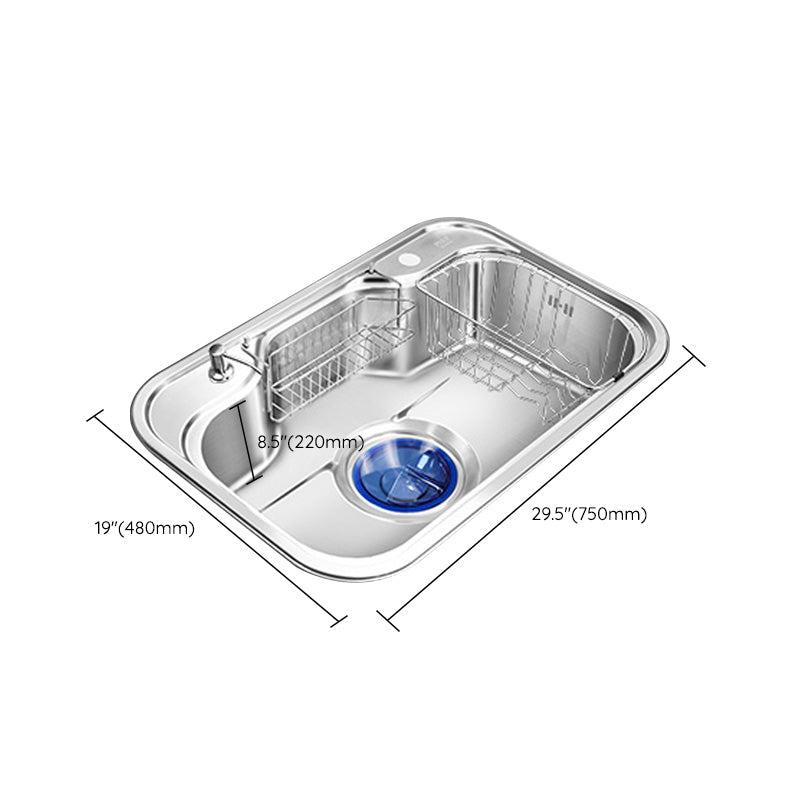 Contemporary Style Kitchen Sink Pure Color Stainless Steel 2 Holes Drop-In Kitchen Sink Clearhalo 'Home Improvement' 'home_improvement' 'home_improvement_kitchen_sinks' 'Kitchen Remodel & Kitchen Fixtures' 'Kitchen Sinks & Faucet Components' 'Kitchen Sinks' 'kitchen_sinks' 6417252