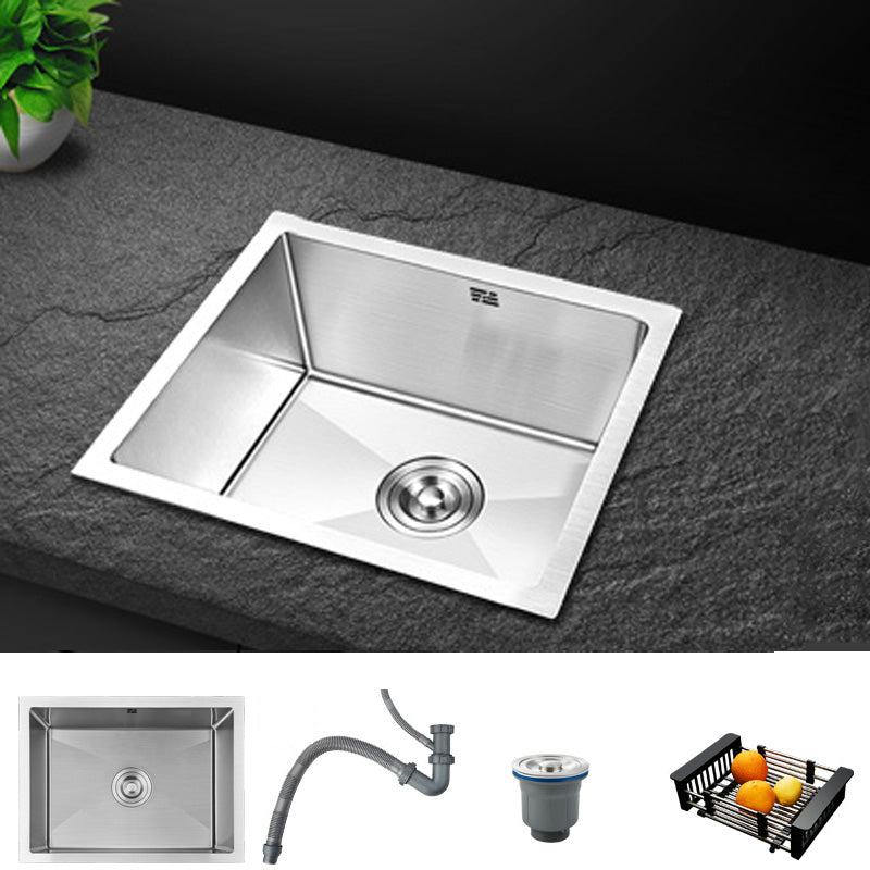 Contemporary Style Kitchen Sink Stainless Steel Rectangle Drop-In Kitchen Sink 16.5"L x 13.8"W x 8.5"H Sink Only None Clearhalo 'Home Improvement' 'home_improvement' 'home_improvement_kitchen_sinks' 'Kitchen Remodel & Kitchen Fixtures' 'Kitchen Sinks & Faucet Components' 'Kitchen Sinks' 'kitchen_sinks' 6417263