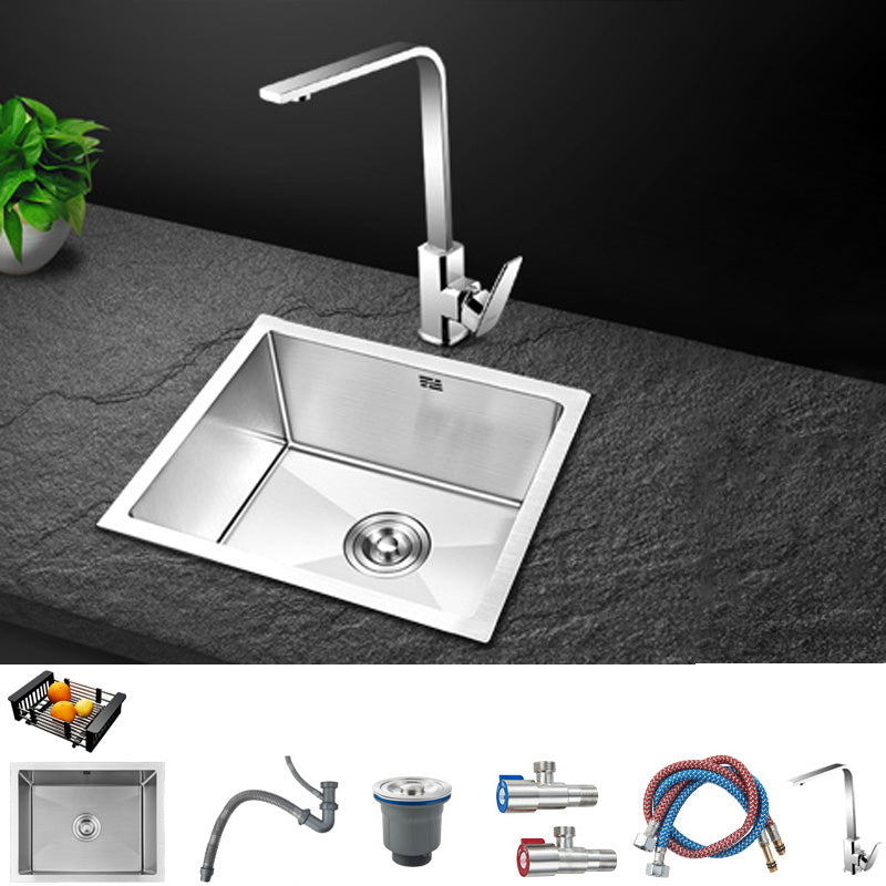 Contemporary Style Kitchen Sink Stainless Steel Rectangle Drop-In Kitchen Sink 15"L x 12"W x 8"H Sink with Faucet Square Faucet Clearhalo 'Home Improvement' 'home_improvement' 'home_improvement_kitchen_sinks' 'Kitchen Remodel & Kitchen Fixtures' 'Kitchen Sinks & Faucet Components' 'Kitchen Sinks' 'kitchen_sinks' 6417279
