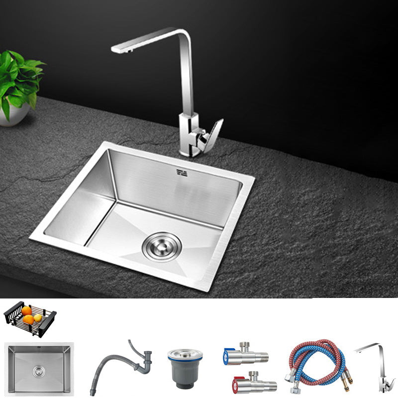 Contemporary Style Kitchen Sink Stainless Steel Rectangle Drop-In Kitchen Sink 18"L x 16"W x 8"H Sink with Faucet Square Faucet Clearhalo 'Home Improvement' 'home_improvement' 'home_improvement_kitchen_sinks' 'Kitchen Remodel & Kitchen Fixtures' 'Kitchen Sinks & Faucet Components' 'Kitchen Sinks' 'kitchen_sinks' 6417287
