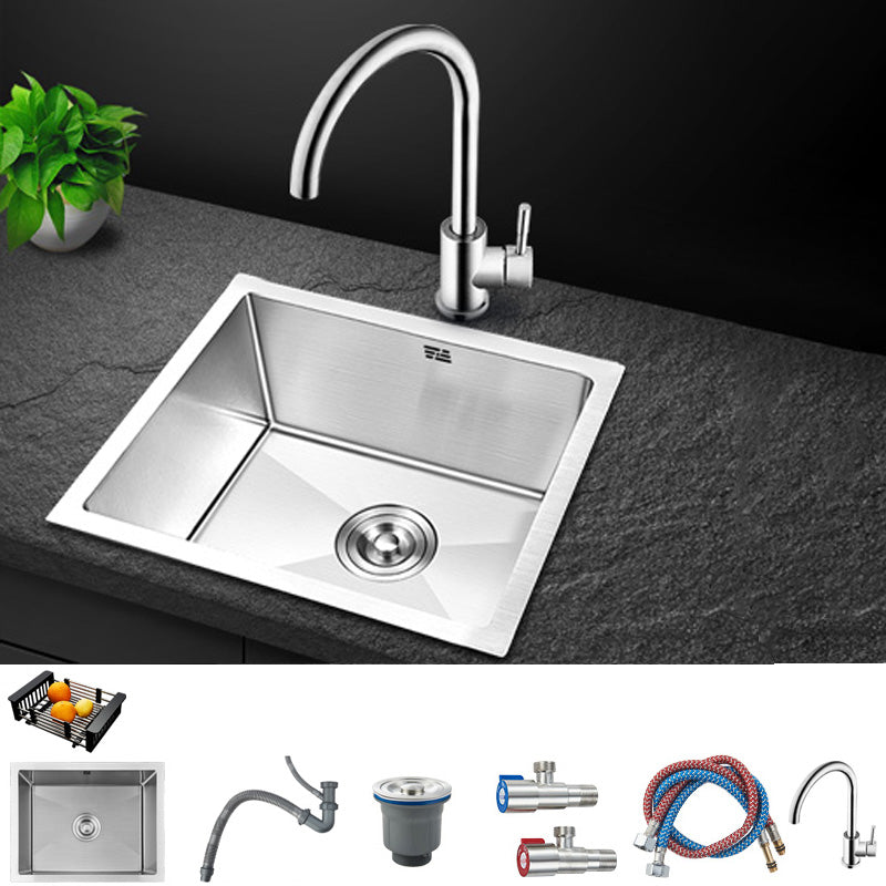 Contemporary Style Kitchen Sink Stainless Steel Rectangle Drop-In Kitchen Sink 19"L x 16"W x 8"H Sink with Faucet Round Faucet Clearhalo 'Home Improvement' 'home_improvement' 'home_improvement_kitchen_sinks' 'Kitchen Remodel & Kitchen Fixtures' 'Kitchen Sinks & Faucet Components' 'Kitchen Sinks' 'kitchen_sinks' 6417291