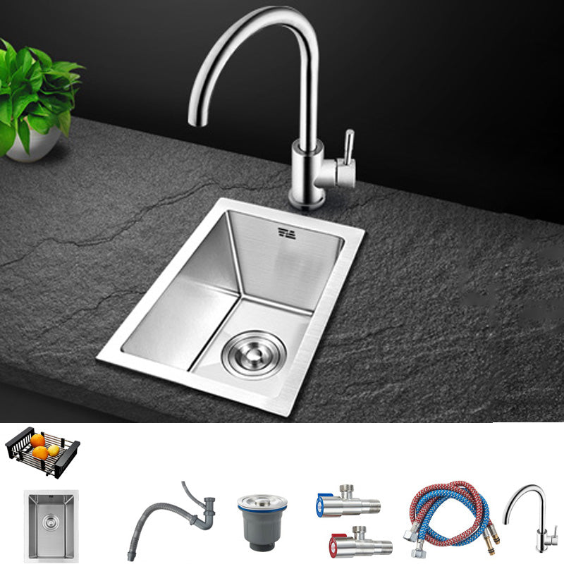 Contemporary Style Kitchen Sink Stainless Steel Rectangle Drop-In Kitchen Sink 10"L x 16"W x 8"H Sink with Faucet Round Faucet Clearhalo 'Home Improvement' 'home_improvement' 'home_improvement_kitchen_sinks' 'Kitchen Remodel & Kitchen Fixtures' 'Kitchen Sinks & Faucet Components' 'Kitchen Sinks' 'kitchen_sinks' 6417294