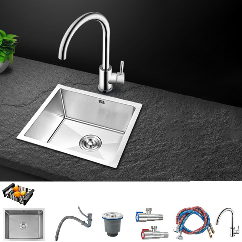 Contemporary Style Kitchen Sink Stainless Steel Rectangle Drop-In Kitchen Sink 15"L x 12"W x 8"H Sink with Faucet Round Faucet Clearhalo 'Home Improvement' 'home_improvement' 'home_improvement_kitchen_sinks' 'Kitchen Remodel & Kitchen Fixtures' 'Kitchen Sinks & Faucet Components' 'Kitchen Sinks' 'kitchen_sinks' 6417296