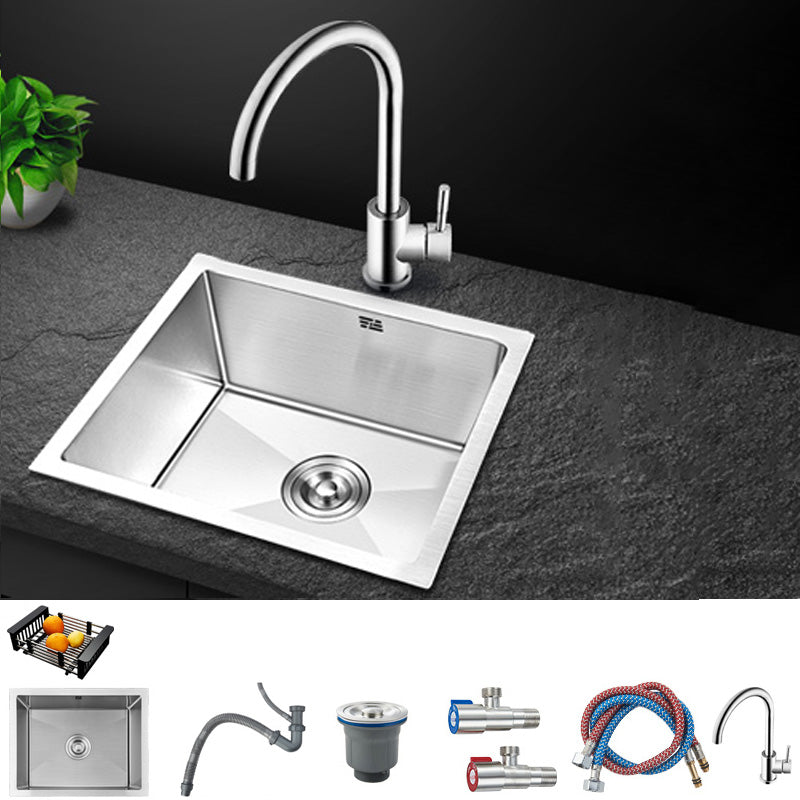 Contemporary Style Kitchen Sink Stainless Steel Rectangle Drop-In Kitchen Sink 18"L x 16"W x 8"H Sink with Faucet Round Faucet Clearhalo 'Home Improvement' 'home_improvement' 'home_improvement_kitchen_sinks' 'Kitchen Remodel & Kitchen Fixtures' 'Kitchen Sinks & Faucet Components' 'Kitchen Sinks' 'kitchen_sinks' 6417298