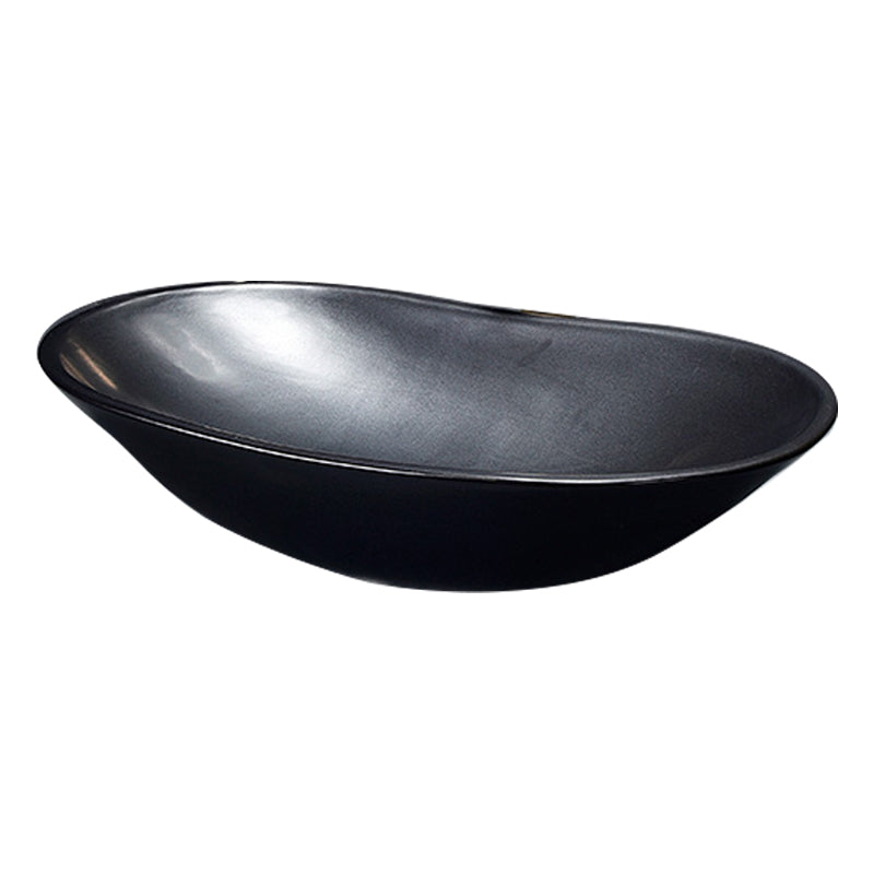 Traditional Vessel Bathroom Sink Oval Porcelain with Overflow and Drain Assembly Vessel Black Sink Clearhalo 'Bathroom Remodel & Bathroom Fixtures' 'Bathroom Sinks & Faucet Components' 'Bathroom Sinks' 'bathroom_sink' 'Home Improvement' 'home_improvement' 'home_improvement_bathroom_sink' 6417366