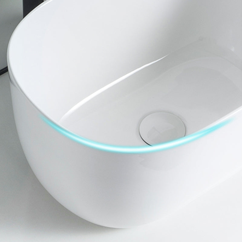 Modern Vessel Lavatory Sink Oval Porcelain with Pop-Up Drain Vessel Sink Clearhalo 'Bathroom Remodel & Bathroom Fixtures' 'Bathroom Sinks & Faucet Components' 'Bathroom Sinks' 'bathroom_sink' 'Home Improvement' 'home_improvement' 'home_improvement_bathroom_sink' 6417389