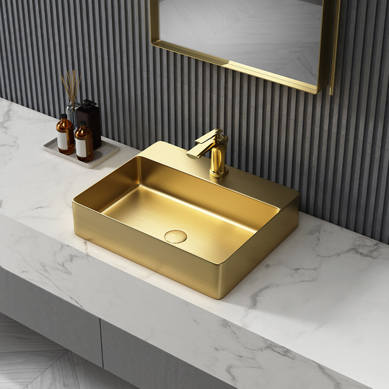 Modern Bathroom Sink Rectangular Bathroom Sink with Basin and Faucet Clearhalo 'Bathroom Remodel & Bathroom Fixtures' 'Bathroom Sinks & Faucet Components' 'Bathroom Sinks' 'bathroom_sink' 'Home Improvement' 'home_improvement' 'home_improvement_bathroom_sink' 6417403