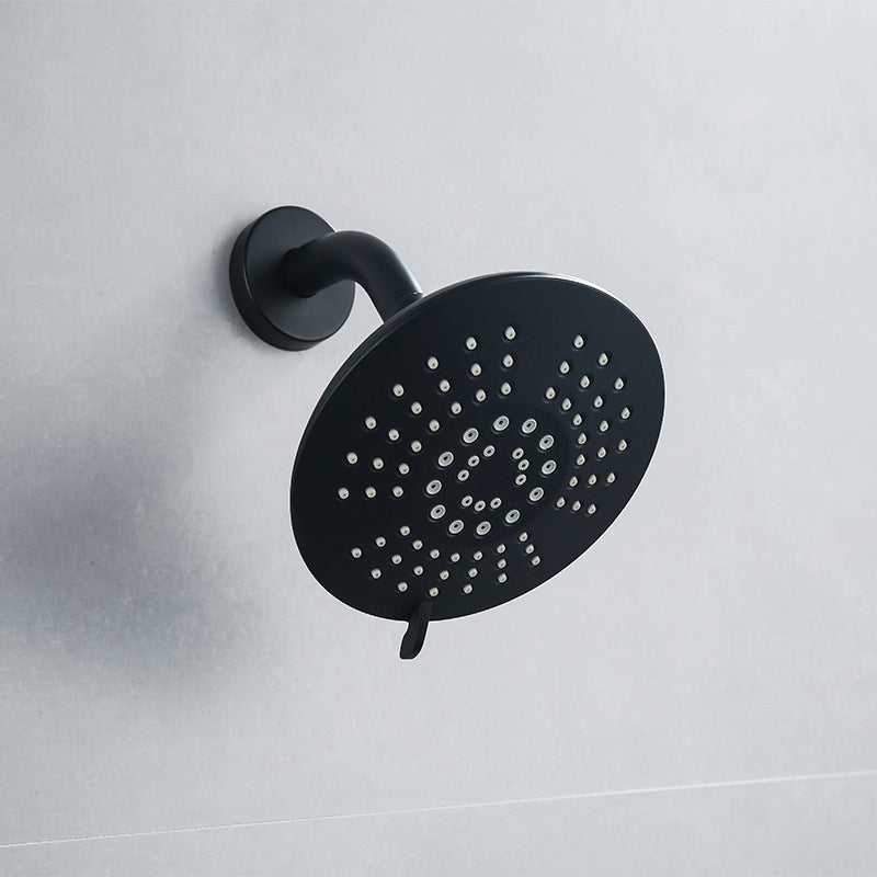 Round Fixed Shower Head Matte Black 5-Spray Patterns Wall-Mount Shower Head Clearhalo 'Bathroom Remodel & Bathroom Fixtures' 'Home Improvement' 'home_improvement' 'home_improvement_shower_heads' 'Shower Heads' 'shower_heads' 'Showers & Bathtubs Plumbing' 'Showers & Bathtubs' 6417528