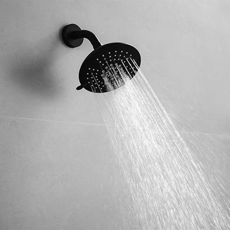Round Fixed Shower Head Matte Black 5-Spray Patterns Wall-Mount Shower Head Clearhalo 'Bathroom Remodel & Bathroom Fixtures' 'Home Improvement' 'home_improvement' 'home_improvement_shower_heads' 'Shower Heads' 'shower_heads' 'Showers & Bathtubs Plumbing' 'Showers & Bathtubs' 6417535
