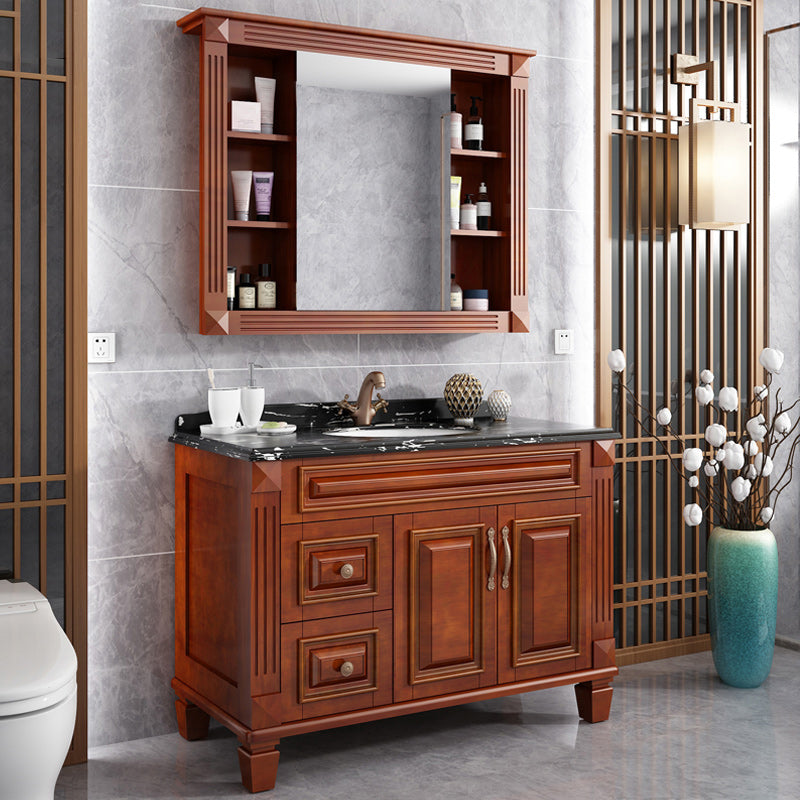 Traditional Wooden Sink Vanity Mirror Cabinet Vanity Cabinet with Storage Shelving Clearhalo 'Bathroom Remodel & Bathroom Fixtures' 'Bathroom Vanities' 'bathroom_vanities' 'Home Improvement' 'home_improvement' 'home_improvement_bathroom_vanities' 6417725