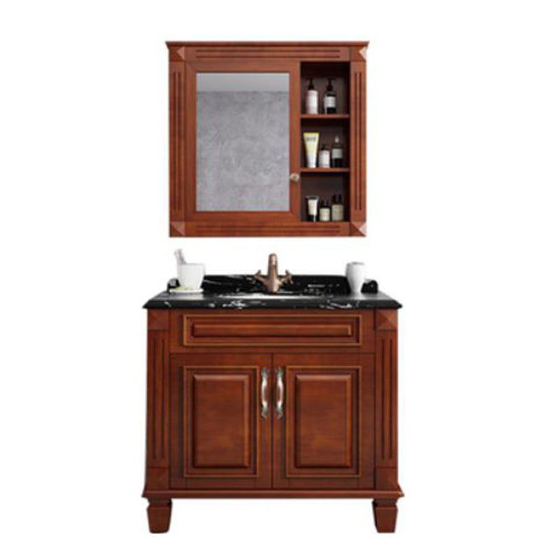Traditional Wooden Sink Vanity Mirror Cabinet Vanity Cabinet with Storage Shelving Vanity & Faucet & Mirror Cabinet Smart Control Not Included Clearhalo 'Bathroom Remodel & Bathroom Fixtures' 'Bathroom Vanities' 'bathroom_vanities' 'Home Improvement' 'home_improvement' 'home_improvement_bathroom_vanities' 6417726