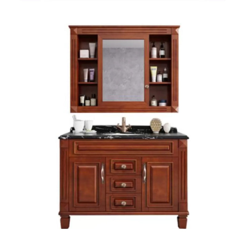 Traditional Wooden Sink Vanity Mirror Cabinet Vanity Cabinet with Storage Shelving Vanity & Faucet & Mirror Cabinet Smart Control Not Included Clearhalo 'Bathroom Remodel & Bathroom Fixtures' 'Bathroom Vanities' 'bathroom_vanities' 'Home Improvement' 'home_improvement' 'home_improvement_bathroom_vanities' 6417727