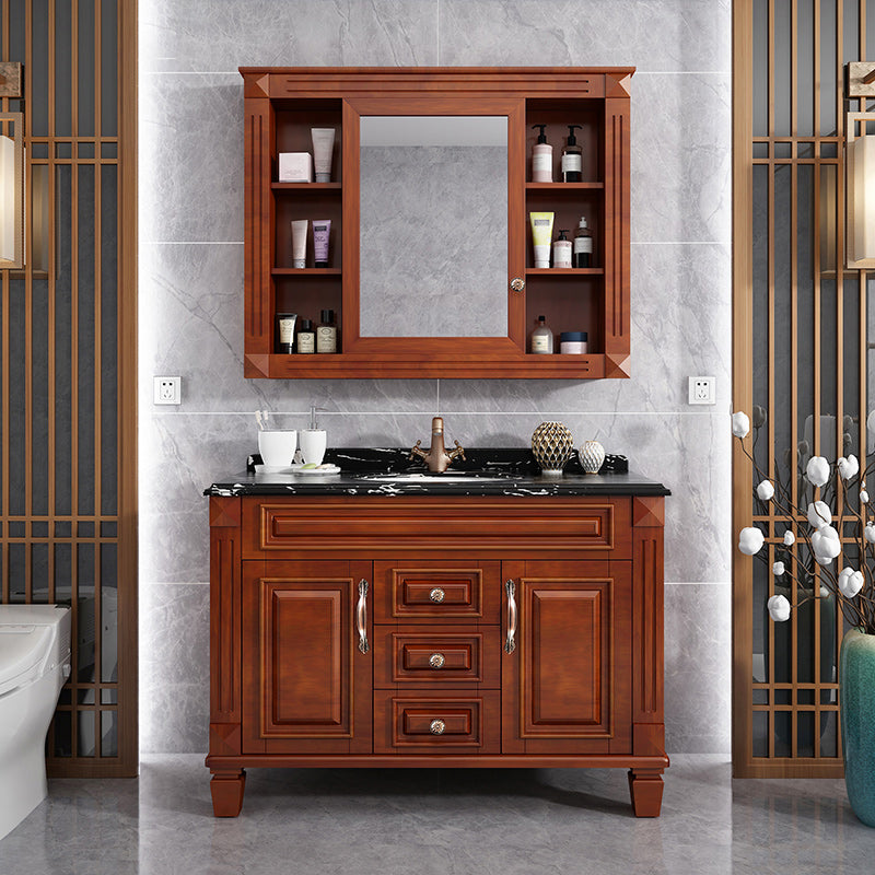 Traditional Wooden Sink Vanity Mirror Cabinet Vanity Cabinet with Storage Shelving Clearhalo 'Bathroom Remodel & Bathroom Fixtures' 'Bathroom Vanities' 'bathroom_vanities' 'Home Improvement' 'home_improvement' 'home_improvement_bathroom_vanities' 6417728
