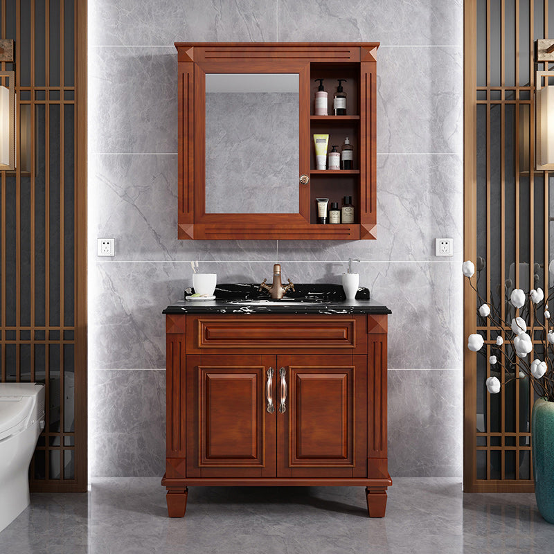 Traditional Wooden Sink Vanity Mirror Cabinet Vanity Cabinet with Storage Shelving Clearhalo 'Bathroom Remodel & Bathroom Fixtures' 'Bathroom Vanities' 'bathroom_vanities' 'Home Improvement' 'home_improvement' 'home_improvement_bathroom_vanities' 6417729