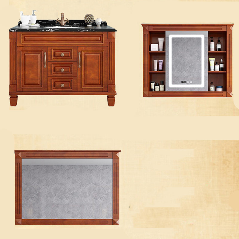 Traditional Wooden Sink Vanity Mirror Cabinet Vanity Cabinet with Storage Shelving Clearhalo 'Bathroom Remodel & Bathroom Fixtures' 'Bathroom Vanities' 'bathroom_vanities' 'Home Improvement' 'home_improvement' 'home_improvement_bathroom_vanities' 6417732