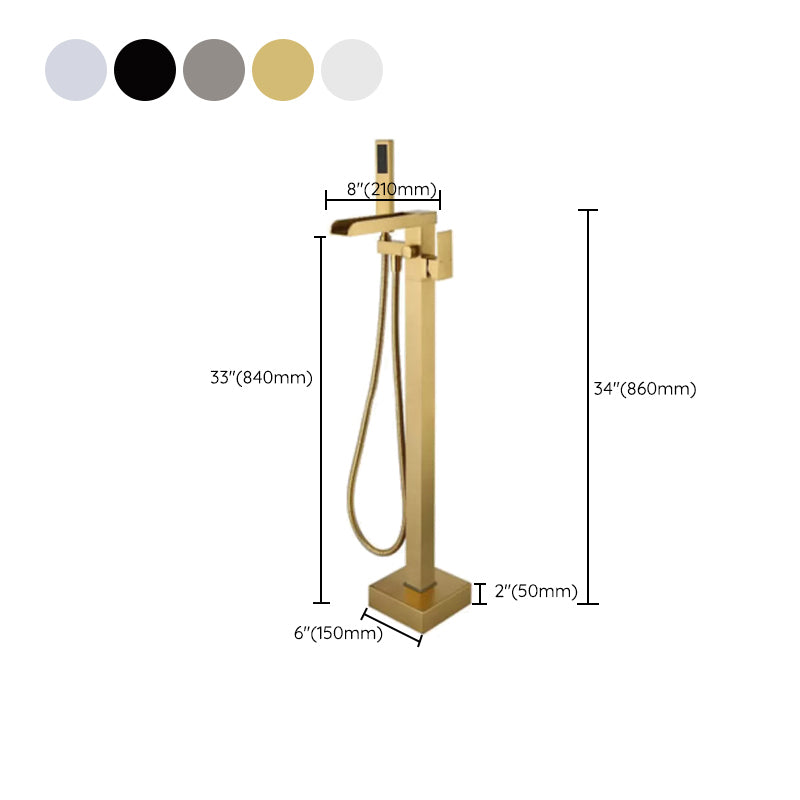 Modern Deck Mounted Copper Tub Faucet Low Arc Waterfall Tub Faucet Clearhalo 'Bathroom Remodel & Bathroom Fixtures' 'Bathtub Faucets' 'bathtub_faucets' 'Home Improvement' 'home_improvement' 'home_improvement_bathtub_faucets' 6417912