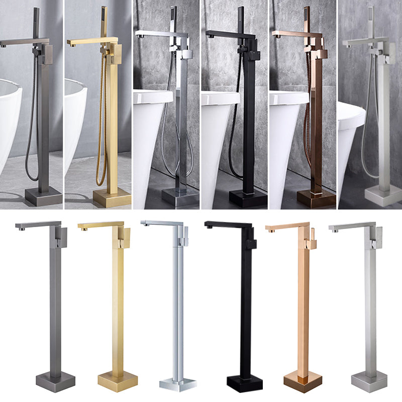 Floor Mounted Metal Freestanding Tub Filler Low Arc Freestanding Tub Filler Trim Clearhalo 'Bathroom Remodel & Bathroom Fixtures' 'Bathtub Faucets' 'bathtub_faucets' 'Home Improvement' 'home_improvement' 'home_improvement_bathtub_faucets' 6417928