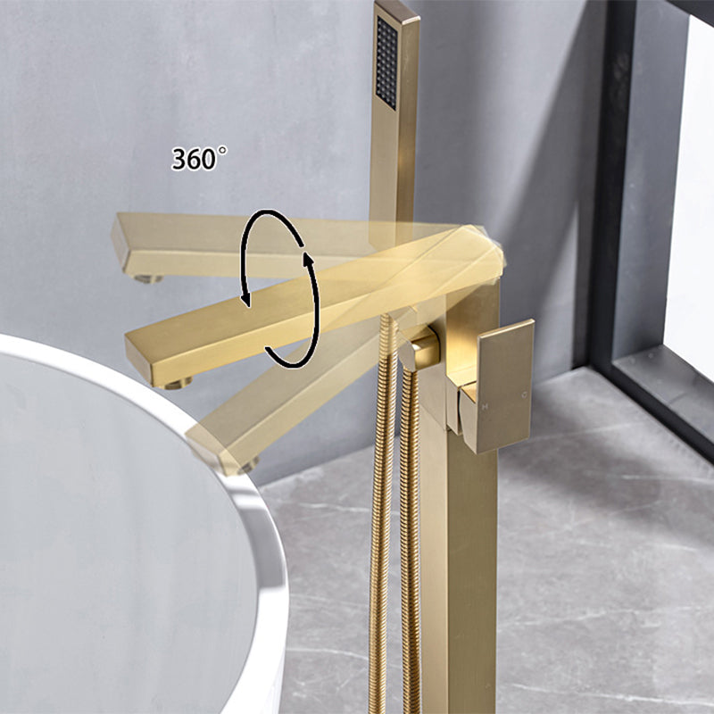 Floor Mounted Metal Freestanding Tub Filler Low Arc Freestanding Tub Filler Trim Clearhalo 'Bathroom Remodel & Bathroom Fixtures' 'Bathtub Faucets' 'bathtub_faucets' 'Home Improvement' 'home_improvement' 'home_improvement_bathtub_faucets' 6417931