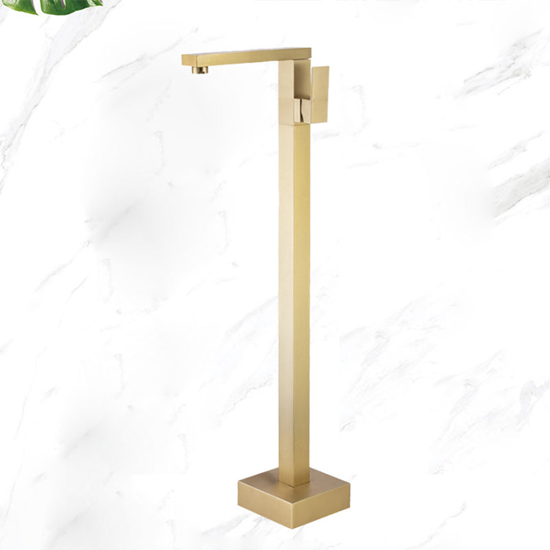 Floor Mounted Metal Freestanding Tub Filler Low Arc Freestanding Tub Filler Trim Clearhalo 'Bathroom Remodel & Bathroom Fixtures' 'Bathtub Faucets' 'bathtub_faucets' 'Home Improvement' 'home_improvement' 'home_improvement_bathtub_faucets' 6417940