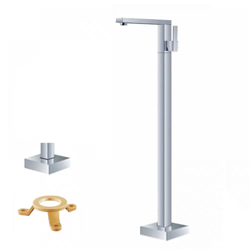 Floor Mounted Metal Freestanding Tub Filler Low Arc Freestanding Tub Filler Trim Chrome Hand Shower Not Included Ground Clearhalo 'Bathroom Remodel & Bathroom Fixtures' 'Bathtub Faucets' 'bathtub_faucets' 'Home Improvement' 'home_improvement' 'home_improvement_bathtub_faucets' 6417941
