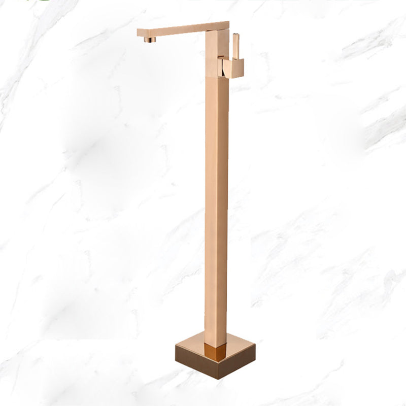 Floor Mounted Metal Freestanding Tub Filler Low Arc Freestanding Tub Filler Trim Clearhalo 'Bathroom Remodel & Bathroom Fixtures' 'Bathtub Faucets' 'bathtub_faucets' 'Home Improvement' 'home_improvement' 'home_improvement_bathtub_faucets' 6417942