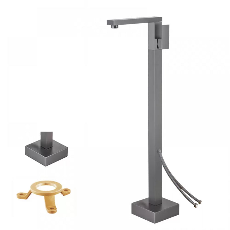 Floor Mounted Metal Freestanding Tub Filler Low Arc Freestanding Tub Filler Trim Gun Grey Hand Shower Not Included Wall Clearhalo 'Bathroom Remodel & Bathroom Fixtures' 'Bathtub Faucets' 'bathtub_faucets' 'Home Improvement' 'home_improvement' 'home_improvement_bathtub_faucets' 6417956
