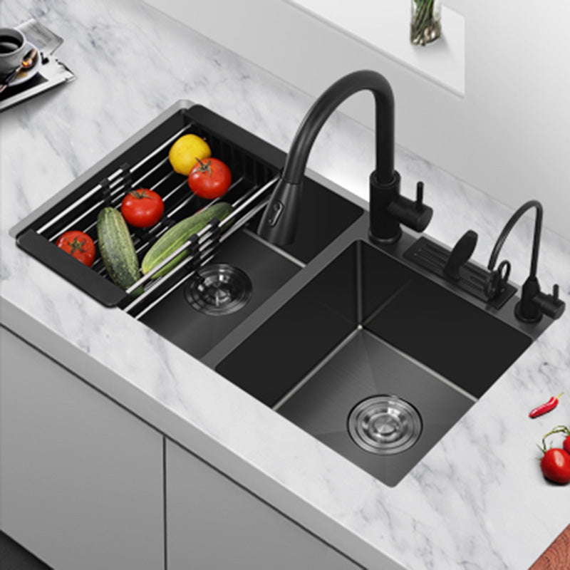 Modern Style Kitchen Sink Stainless Steel Dirt Resistant 2 Holes Drop-In Kitchen Sink Clearhalo 'Home Improvement' 'home_improvement' 'home_improvement_kitchen_sinks' 'Kitchen Remodel & Kitchen Fixtures' 'Kitchen Sinks & Faucet Components' 'Kitchen Sinks' 'kitchen_sinks' 6417980