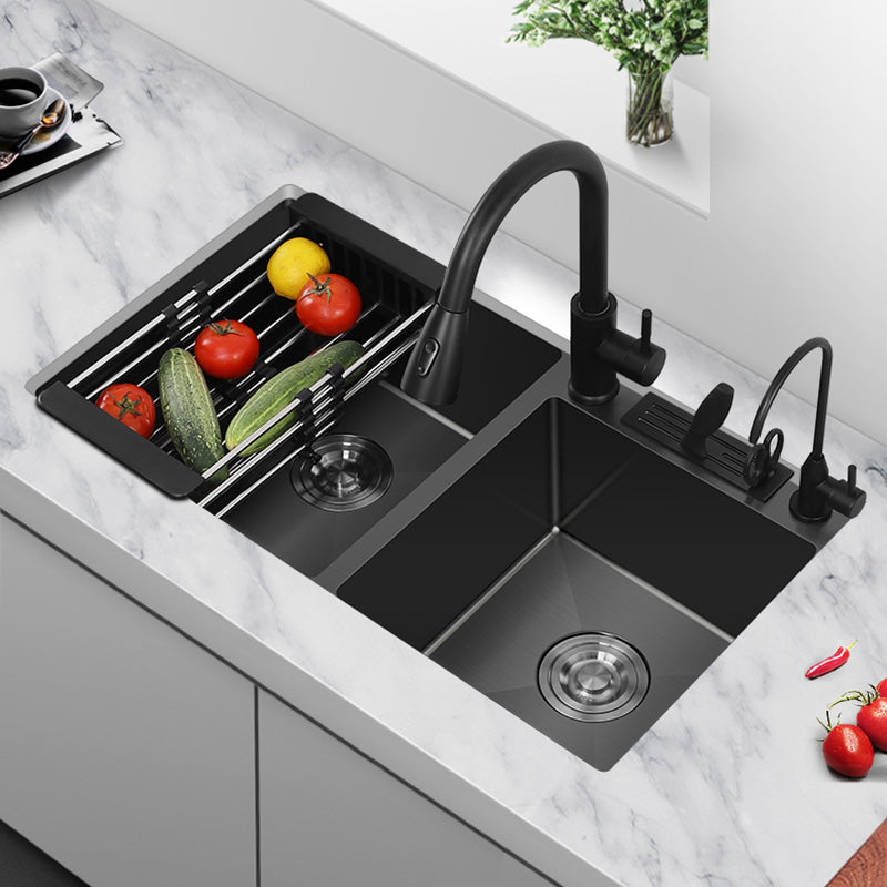 Modern Style Kitchen Sink Stainless Steel Dirt Resistant 2 Holes Drop-In Kitchen Sink Clearhalo 'Home Improvement' 'home_improvement' 'home_improvement_kitchen_sinks' 'Kitchen Remodel & Kitchen Fixtures' 'Kitchen Sinks & Faucet Components' 'Kitchen Sinks' 'kitchen_sinks' 6417985