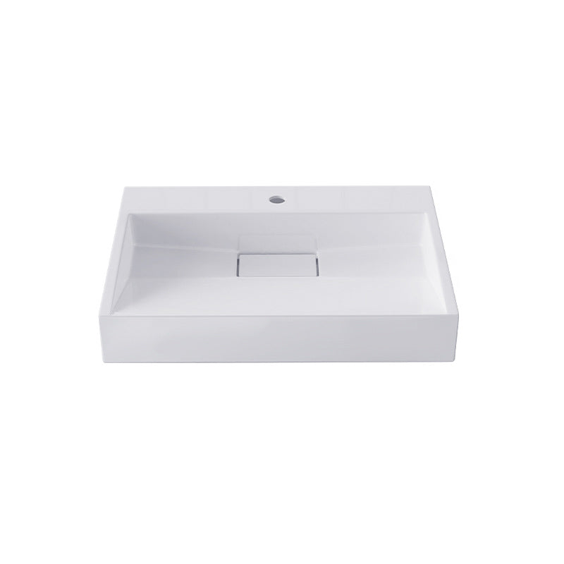 Modern Stone Bathroom Sink Square No Craftsmanship Bathroom Sink 27.6"L x 18.1"W x 4.3"H White 1 Hole Faucets Clearhalo 'Bathroom Remodel & Bathroom Fixtures' 'Bathroom Sinks & Faucet Components' 'Bathroom Sinks' 'bathroom_sink' 'Home Improvement' 'home_improvement' 'home_improvement_bathroom_sink' 6418004