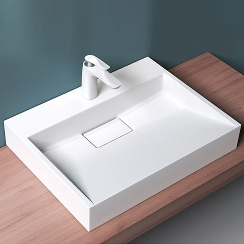 Modern Stone Bathroom Sink Square No Craftsmanship Bathroom Sink Clearhalo 'Bathroom Remodel & Bathroom Fixtures' 'Bathroom Sinks & Faucet Components' 'Bathroom Sinks' 'bathroom_sink' 'Home Improvement' 'home_improvement' 'home_improvement_bathroom_sink' 6418005