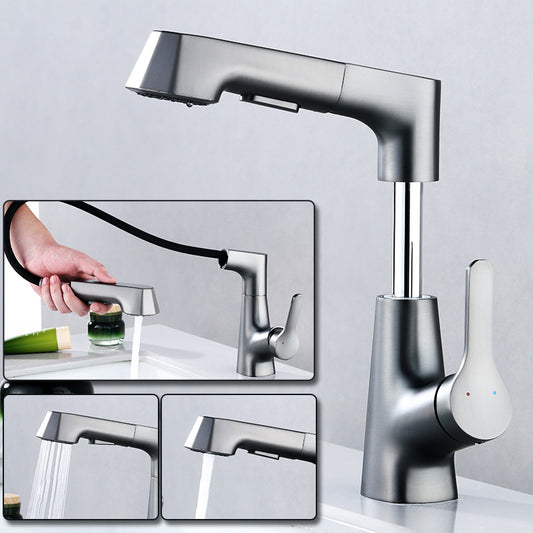Modern Sink Faucet Solid Color Copper Centerset Bathroom Faucet Clearhalo 'Bathroom Remodel & Bathroom Fixtures' 'Bathroom Sink Faucets' 'Bathroom Sinks & Faucet Components' 'bathroom_sink_faucets' 'Home Improvement' 'home_improvement' 'home_improvement_bathroom_sink_faucets' 6423102