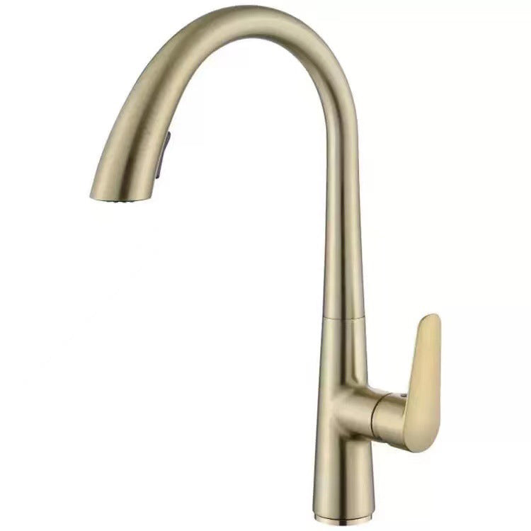 Modern Bar Faucet Brass with Pull out Sprayer Swivel Spout Bar Prep Kitchen Faucet Gold Clearhalo 'Home Improvement' 'home_improvement' 'home_improvement_kitchen_faucets' 'Kitchen Faucets' 'Kitchen Remodel & Kitchen Fixtures' 'Kitchen Sinks & Faucet Components' 'kitchen_faucets' 6423156