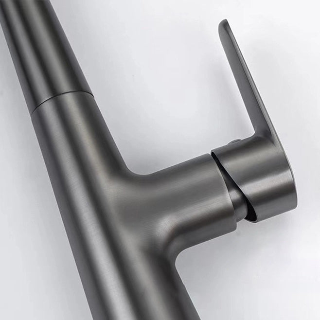 Modern Bar Faucet Brass with Pull out Sprayer Swivel Spout Bar Prep Kitchen Faucet Clearhalo 'Home Improvement' 'home_improvement' 'home_improvement_kitchen_faucets' 'Kitchen Faucets' 'Kitchen Remodel & Kitchen Fixtures' 'Kitchen Sinks & Faucet Components' 'kitchen_faucets' 6423160