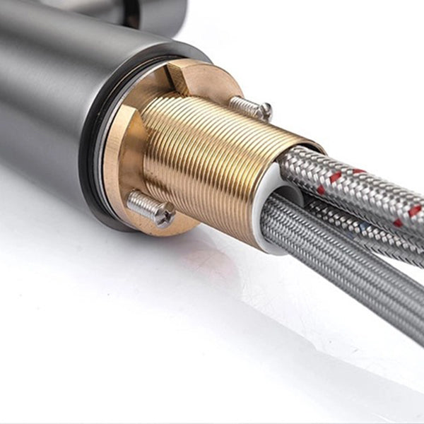 Modern Bar Faucet Brass with Pull out Sprayer Swivel Spout Bar Prep Kitchen Faucet Clearhalo 'Home Improvement' 'home_improvement' 'home_improvement_kitchen_faucets' 'Kitchen Faucets' 'Kitchen Remodel & Kitchen Fixtures' 'Kitchen Sinks & Faucet Components' 'kitchen_faucets' 6423161