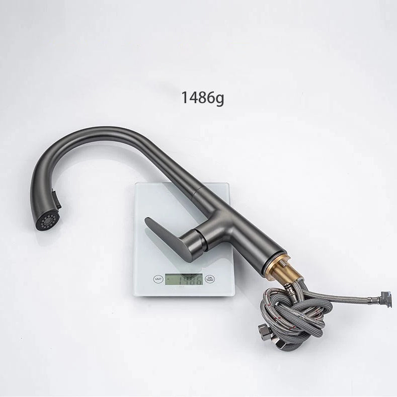 Modern Bar Faucet Brass with Pull out Sprayer Swivel Spout Bar Prep Kitchen Faucet Clearhalo 'Home Improvement' 'home_improvement' 'home_improvement_kitchen_faucets' 'Kitchen Faucets' 'Kitchen Remodel & Kitchen Fixtures' 'Kitchen Sinks & Faucet Components' 'kitchen_faucets' 6423162