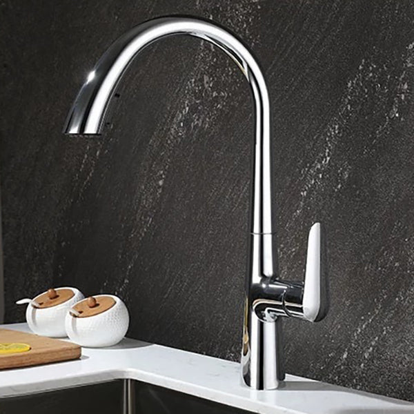 Modern Bar Faucet Brass with Pull out Sprayer Swivel Spout Bar Prep Kitchen Faucet Clearhalo 'Home Improvement' 'home_improvement' 'home_improvement_kitchen_faucets' 'Kitchen Faucets' 'Kitchen Remodel & Kitchen Fixtures' 'Kitchen Sinks & Faucet Components' 'kitchen_faucets' 6423167