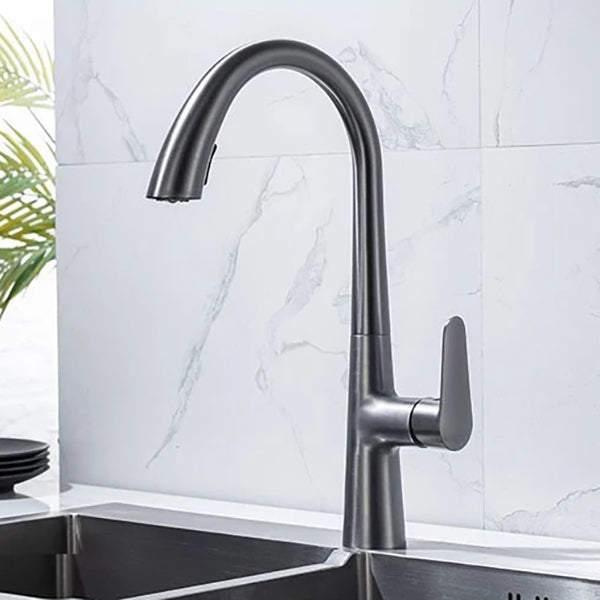 Modern Bar Faucet Brass with Pull out Sprayer Swivel Spout Bar Prep Kitchen Faucet Clearhalo 'Home Improvement' 'home_improvement' 'home_improvement_kitchen_faucets' 'Kitchen Faucets' 'Kitchen Remodel & Kitchen Fixtures' 'Kitchen Sinks & Faucet Components' 'kitchen_faucets' 6423168