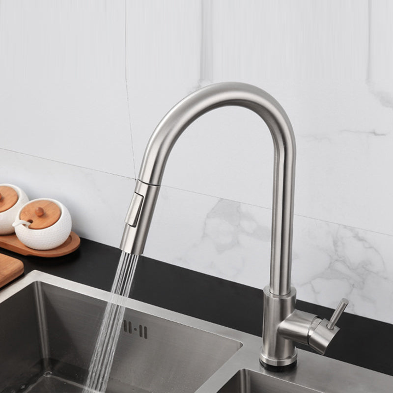 Traditional Pull down Kitchen Faucet Single Handle Faucet with Pull out Sprayer Clearhalo 'Home Improvement' 'home_improvement' 'home_improvement_kitchen_faucets' 'Kitchen Faucets' 'Kitchen Remodel & Kitchen Fixtures' 'Kitchen Sinks & Faucet Components' 'kitchen_faucets' 6423181
