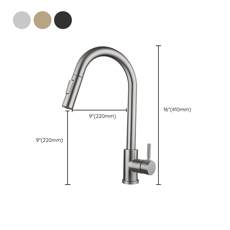 Traditional Pull down Kitchen Faucet Single Handle Faucet with Pull out Sprayer Clearhalo 'Home Improvement' 'home_improvement' 'home_improvement_kitchen_faucets' 'Kitchen Faucets' 'Kitchen Remodel & Kitchen Fixtures' 'Kitchen Sinks & Faucet Components' 'kitchen_faucets' 6423182