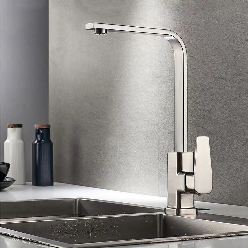 Modern 1-Handle Faucet with Water Dispenser Copper Standard Kitchen Faucet Clearhalo 'Home Improvement' 'home_improvement' 'home_improvement_kitchen_faucets' 'Kitchen Faucets' 'Kitchen Remodel & Kitchen Fixtures' 'Kitchen Sinks & Faucet Components' 'kitchen_faucets' 6423183