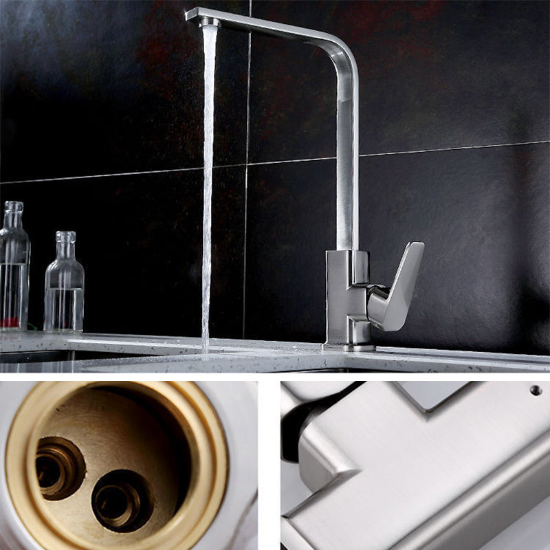 Modern 1-Handle Faucet with Water Dispenser Copper Standard Kitchen Faucet Clearhalo 'Home Improvement' 'home_improvement' 'home_improvement_kitchen_faucets' 'Kitchen Faucets' 'Kitchen Remodel & Kitchen Fixtures' 'Kitchen Sinks & Faucet Components' 'kitchen_faucets' 6423195