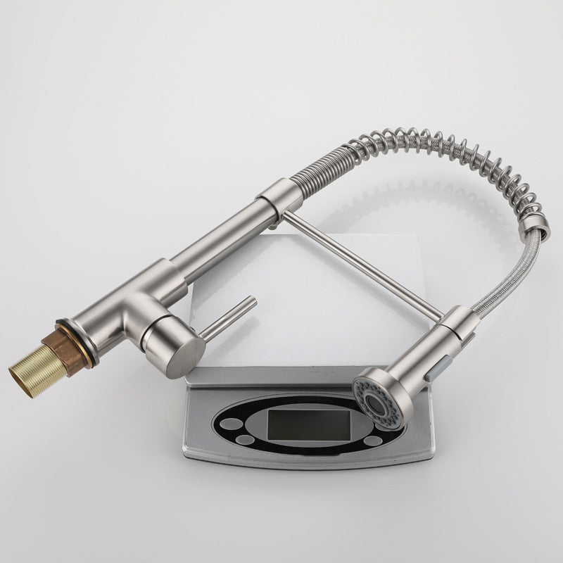 Modern Farmhouse Kitchen Faucet Pull down Single Handle 304 Stainless Steel Faucet Clearhalo 'Home Improvement' 'home_improvement' 'home_improvement_kitchen_faucets' 'Kitchen Faucets' 'Kitchen Remodel & Kitchen Fixtures' 'Kitchen Sinks & Faucet Components' 'kitchen_faucets' 6423203