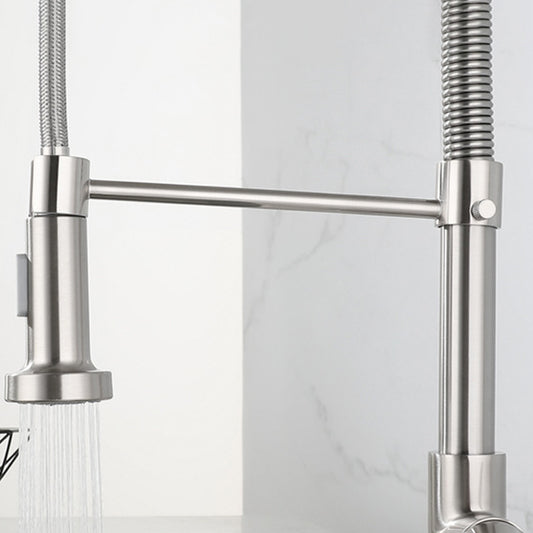 Modern Farmhouse Kitchen Faucet Pull down Single Handle 304 Stainless Steel Faucet Clearhalo 'Home Improvement' 'home_improvement' 'home_improvement_kitchen_faucets' 'Kitchen Faucets' 'Kitchen Remodel & Kitchen Fixtures' 'Kitchen Sinks & Faucet Components' 'kitchen_faucets' 6423207