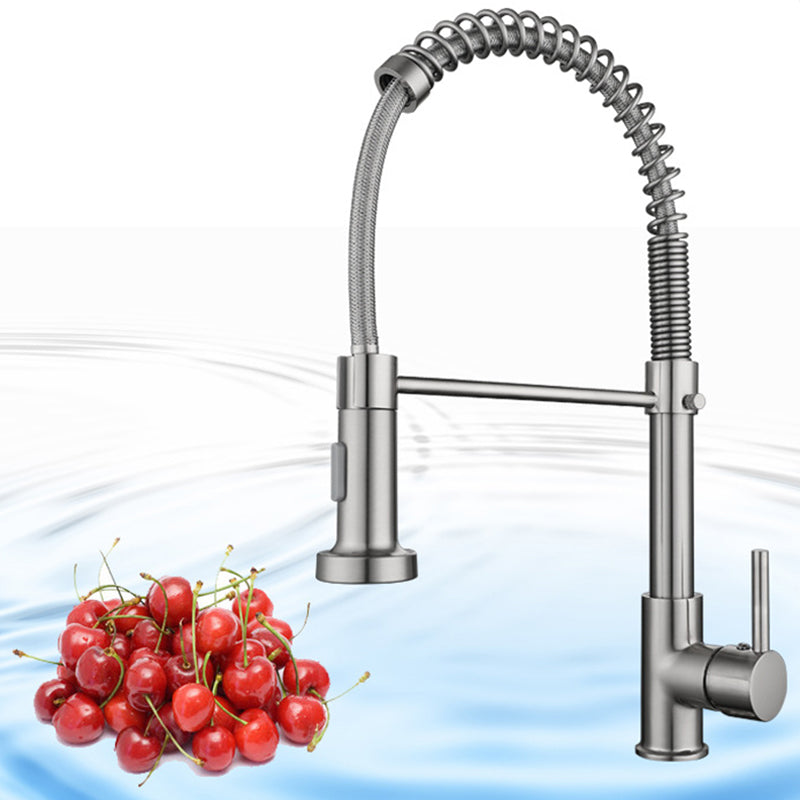 Modern Farmhouse Kitchen Faucet Pull down Single Handle 304 Stainless Steel Faucet Clearhalo 'Home Improvement' 'home_improvement' 'home_improvement_kitchen_faucets' 'Kitchen Faucets' 'Kitchen Remodel & Kitchen Fixtures' 'Kitchen Sinks & Faucet Components' 'kitchen_faucets' 6423210