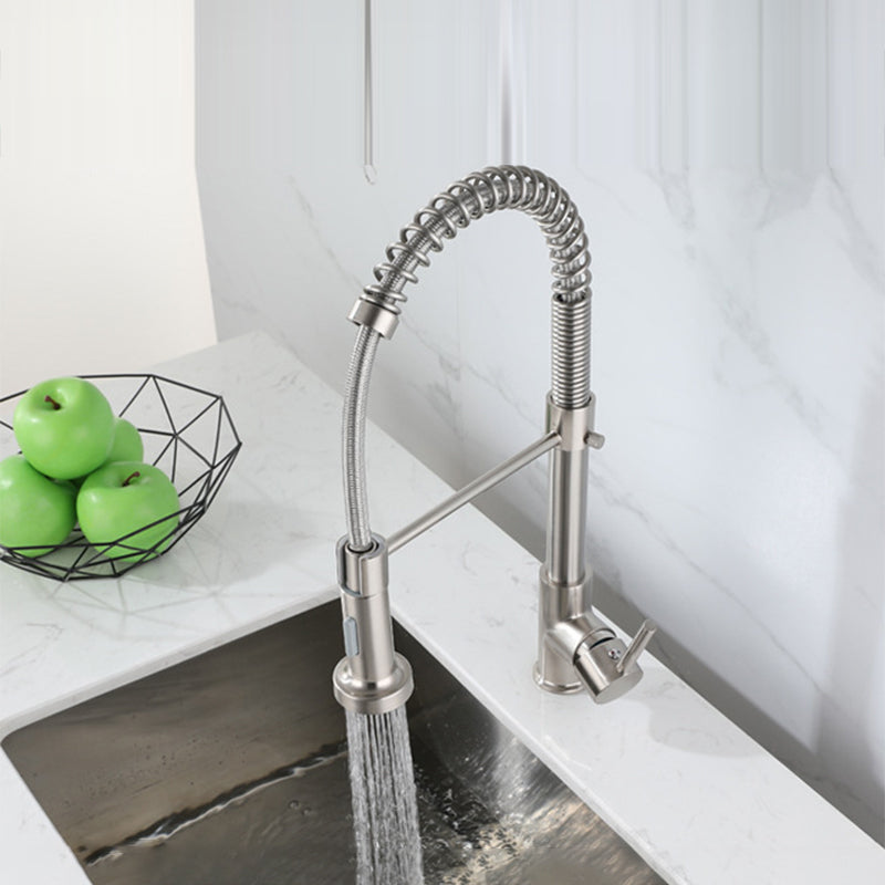 Modern Farmhouse Kitchen Faucet Pull down Single Handle 304 Stainless Steel Faucet Clearhalo 'Home Improvement' 'home_improvement' 'home_improvement_kitchen_faucets' 'Kitchen Faucets' 'Kitchen Remodel & Kitchen Fixtures' 'Kitchen Sinks & Faucet Components' 'kitchen_faucets' 6423215