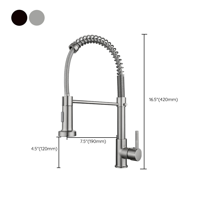 Modern Farmhouse Kitchen Faucet Pull down Single Handle 304 Stainless Steel Faucet Clearhalo 'Home Improvement' 'home_improvement' 'home_improvement_kitchen_faucets' 'Kitchen Faucets' 'Kitchen Remodel & Kitchen Fixtures' 'Kitchen Sinks & Faucet Components' 'kitchen_faucets' 6423216