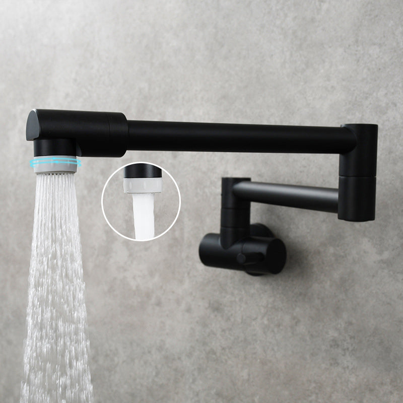 Modern Pull down Faucet One Handle Wall-mounted Pot Filler Low Profile 1-Hold Filler Black Clearhalo 'Home Improvement' 'home_improvement' 'home_improvement_kitchen_faucets' 'Kitchen Faucets' 'Kitchen Remodel & Kitchen Fixtures' 'Kitchen Sinks & Faucet Components' 'kitchen_faucets' 6423218
