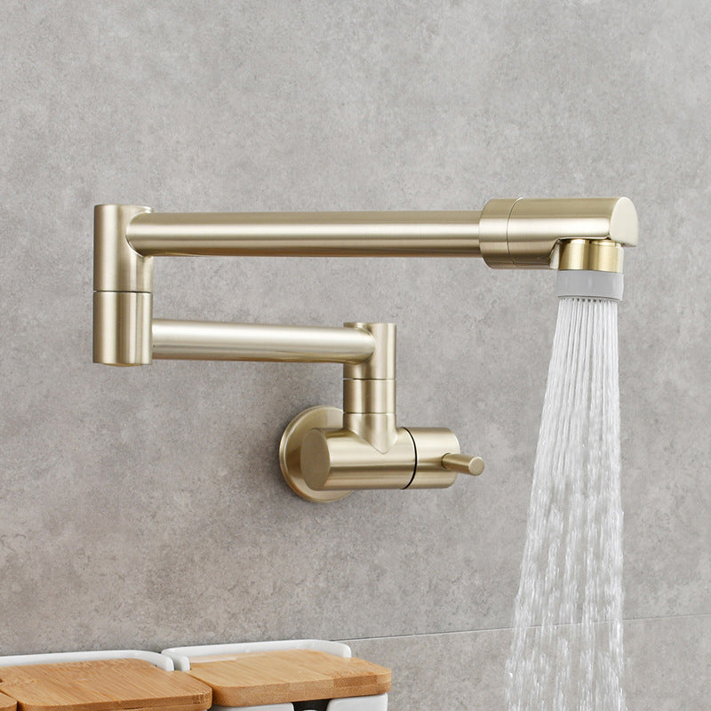 Modern Pull down Faucet One Handle Wall-mounted Pot Filler Low Profile 1-Hold Filler Champagne Gold Clearhalo 'Home Improvement' 'home_improvement' 'home_improvement_kitchen_faucets' 'Kitchen Faucets' 'Kitchen Remodel & Kitchen Fixtures' 'Kitchen Sinks & Faucet Components' 'kitchen_faucets' 6423219