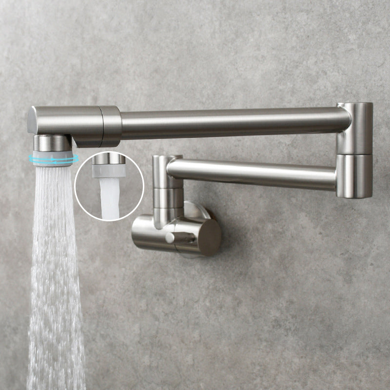 Modern Pull down Faucet One Handle Wall-mounted Pot Filler Low Profile 1-Hold Filler Nickel Clearhalo 'Home Improvement' 'home_improvement' 'home_improvement_kitchen_faucets' 'Kitchen Faucets' 'Kitchen Remodel & Kitchen Fixtures' 'Kitchen Sinks & Faucet Components' 'kitchen_faucets' 6423221