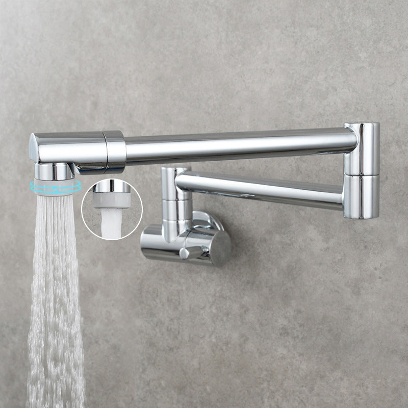 Modern Pull down Faucet One Handle Wall-mounted Pot Filler Low Profile 1-Hold Filler Chrome Clearhalo 'Home Improvement' 'home_improvement' 'home_improvement_kitchen_faucets' 'Kitchen Faucets' 'Kitchen Remodel & Kitchen Fixtures' 'Kitchen Sinks & Faucet Components' 'kitchen_faucets' 6423223